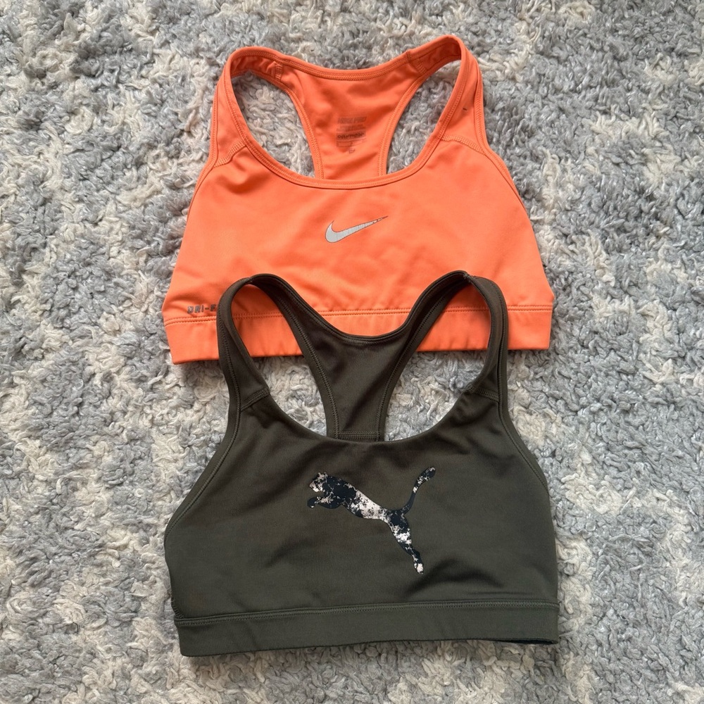 Nike Orange and Olive Sports Bras